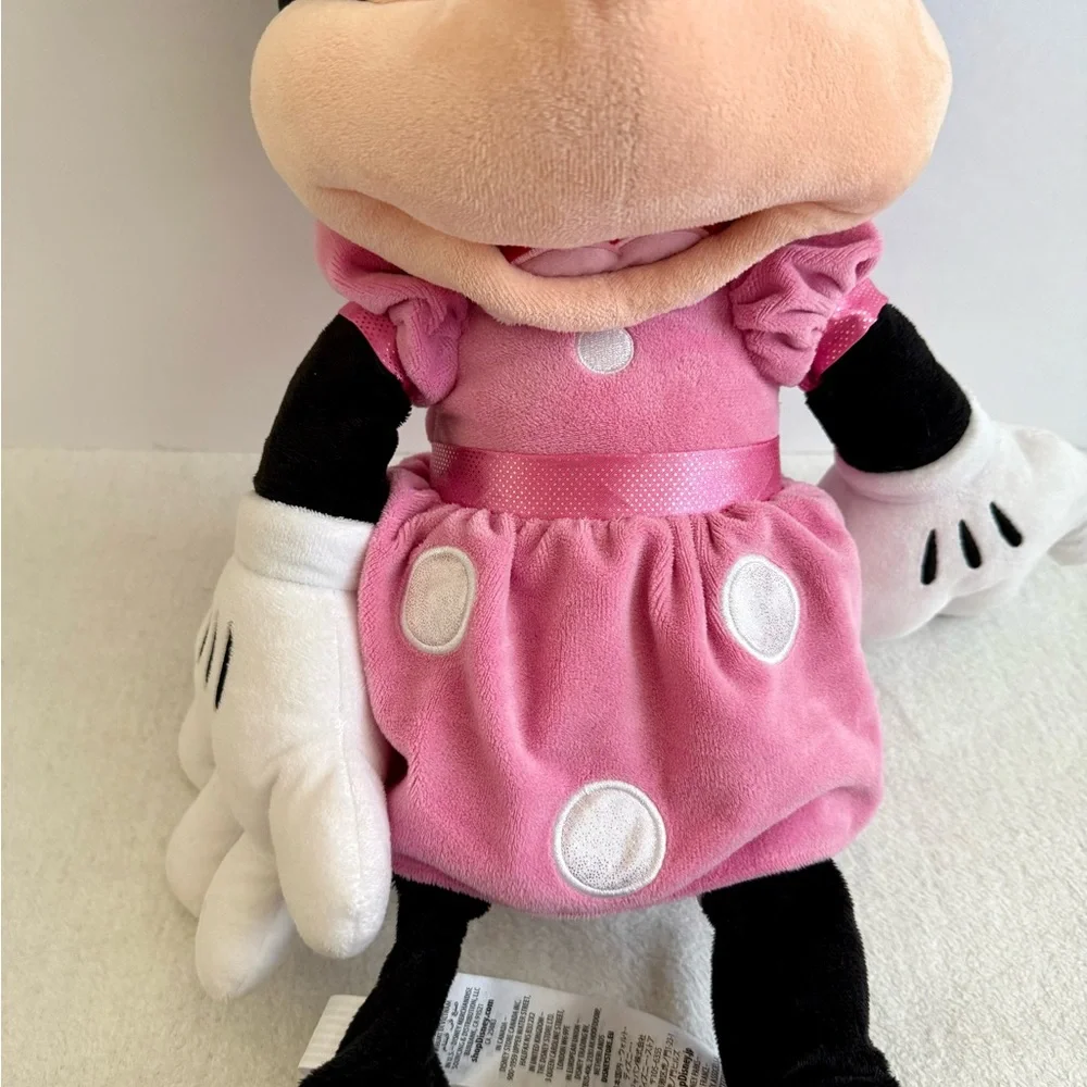 Disney Minnie Mouse Plush 27” Stuffed Animal Pink Polka Dot Bow and Dress
